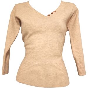 jac Vintage Y2k V Neck Ivory Sweater -size Small